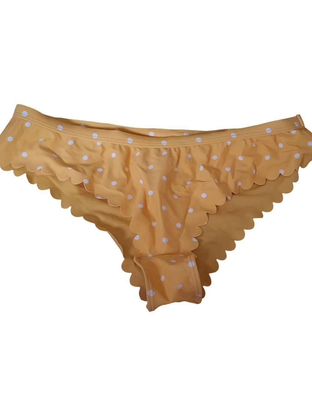Polka Dot Scalloped Bikini Bottom in Mustard Yellow